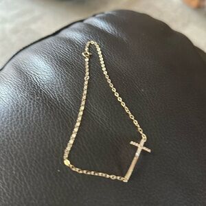 10k Horizontal Cross Anklet, with stones.